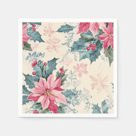 Klassiska julpoinsettia-blommor papper pappersservett