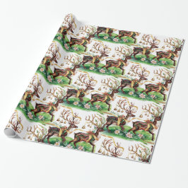 Klassiska julrenar och Guld Klockor Presentpapper