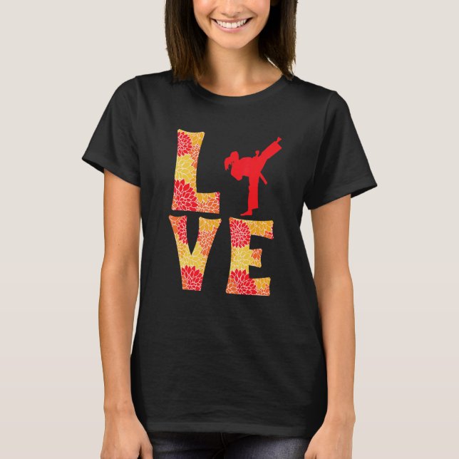 Klassiska karateflickor och kvinnor kärlek t shirt (Framsida)