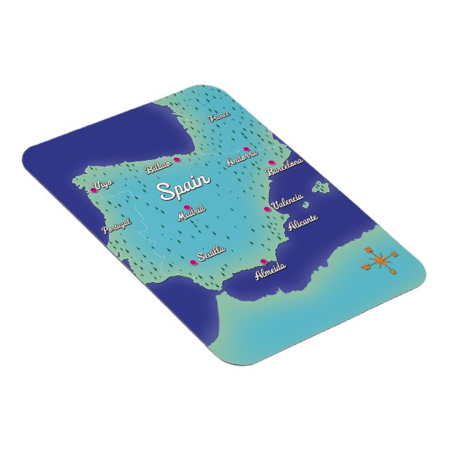 Klassiska Karta i Spanien Magnet (Högersidan)