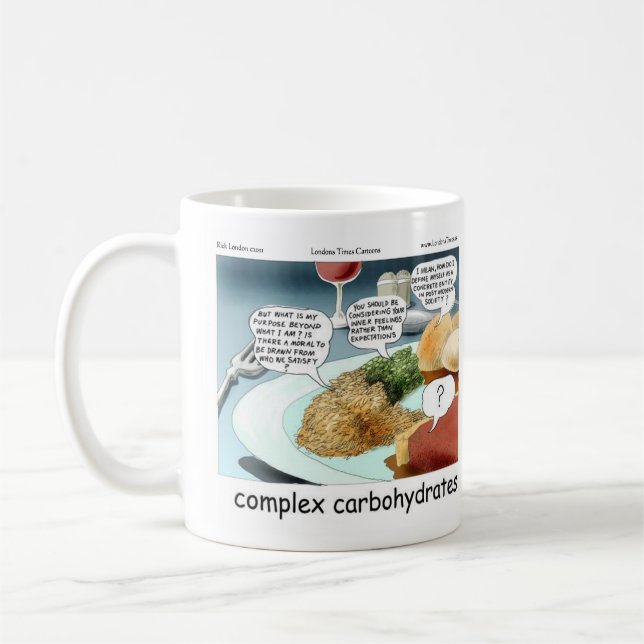 Klassiska Komplexa Kolhydrater Filosofisk Tecknad  Kaffemugg (Vänster)