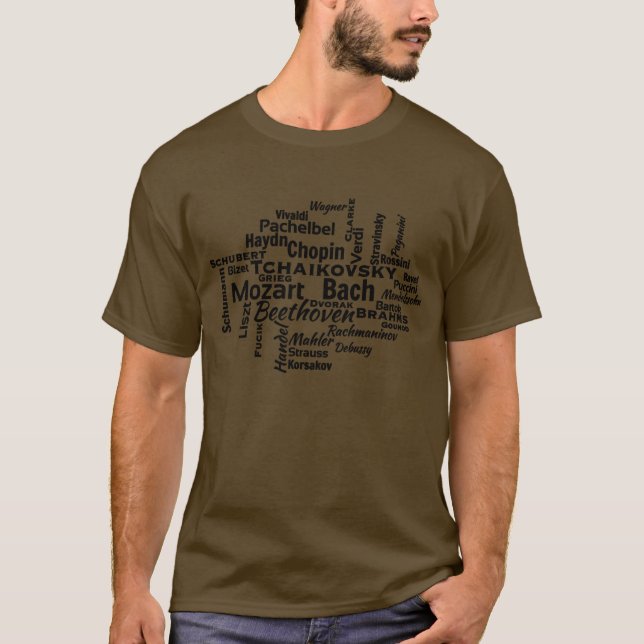 Klassiska kompositörer Ord Cloud T-shirt (Framsida)