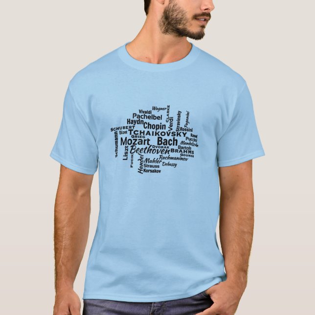 Klassiska kompositörer Ord Cloud Tee (Framsida)
