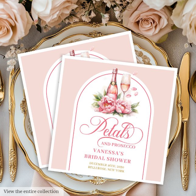 Klassiska kronblad och Prosecco-guldaccentservette Pappersservett (Classic Petals and Prosecco Gold Accent Napkins)