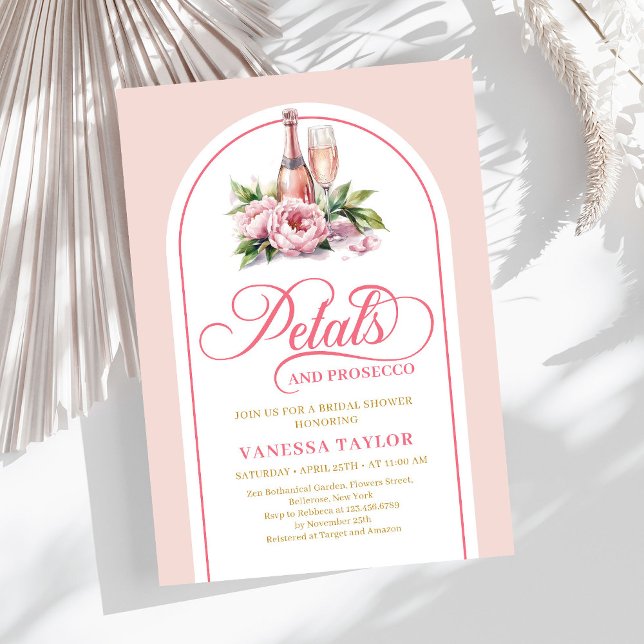 Klassiska kronblad och prosecco inbjudan anpassad  (Classic petals and prosecco invite custom layout

)
