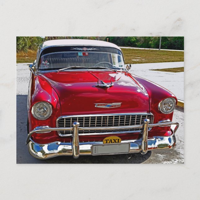 Klassiska Kuba Cherry Red and Chrome Vykort (Framsida)