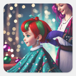 Klassiska kvadratiska cirklar för runda hörn fyrkantigt klistermärke