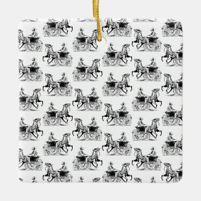 Klassiska kvinnor med hästtransport ANPASSNINGSBAR Julgransprydnad Keramik (Framsida)