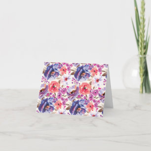Klassiska Lila- och Rosa Blommigt Notecards Tack Kort