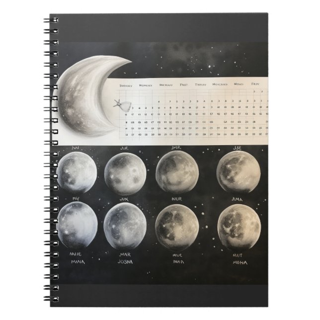 Klassiska löparfaser - Retro Celestial Calendar Pr Anteckningsbok (Framsidan)