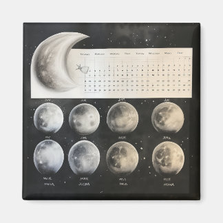 Klassiska löparfaser - Retro Celestial Calendar Pr Magnet