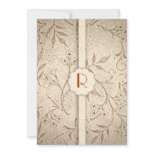 klassiska lyxbröllopsinbjudningar i monogram blomm