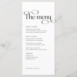 Klassiska menykort Elegant bröllop Bord Meny