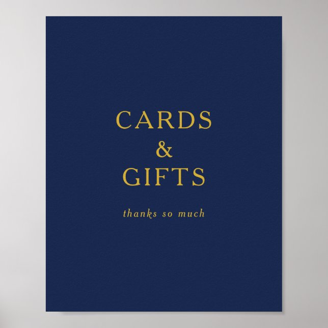 Klassiska minimalistiska Navy Blue Gold-kort och p Poster (Framsidan)