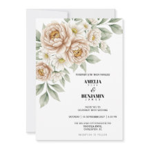 Klassiska mjuka beige blommor grönska bröllop