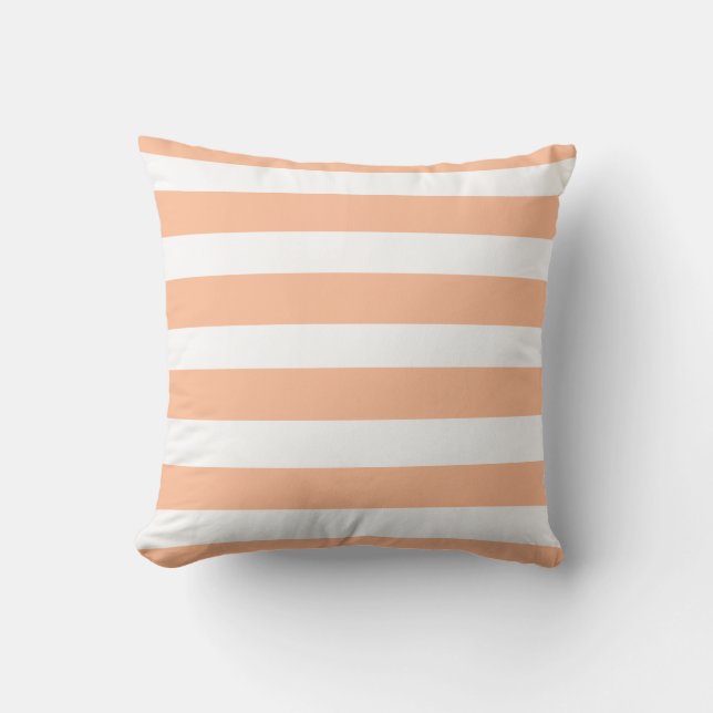 Klassiska mjuka orange rosa vita ränder kudde (Framsida)