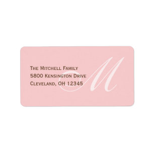 Klassiska monogram-Adressetiketter - Rosa Adressetikett