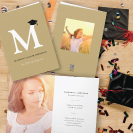 Klassiska Monogram Alfabetet M Enkla Fotot Examen Inbjudan