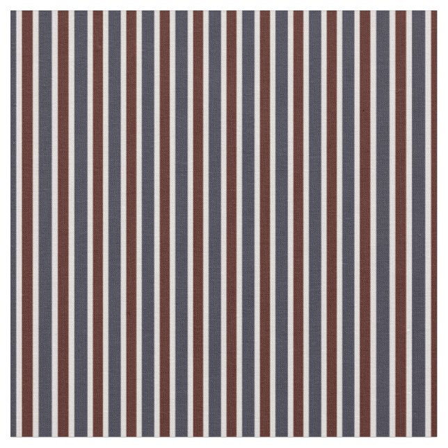 Klassiska Navy & Burgundy Vertikala Ränder Tyg (Närbild)