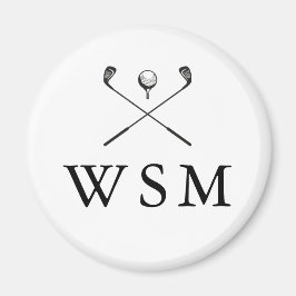 Klassiska personliga monogram golfklubbor magnet