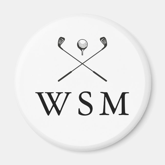 Klassiska personliga monogram golfklubbor magnet (Framsidan)