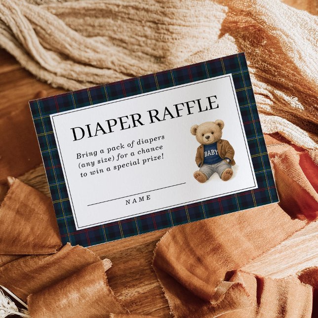 Klassiska Plaid Teddybjörn Blöja Lotteri Kort (Skapare uppladdad)