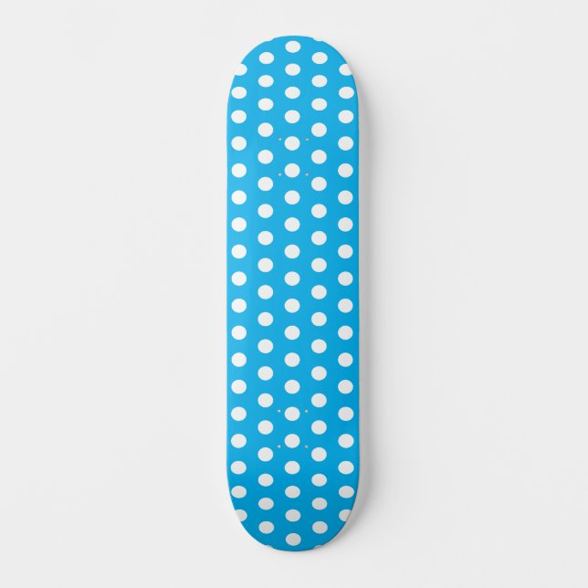 Klassiska polkagrisprickar himmelsblå och vit mini skateboard bräda 18,5 cm (Framsida)