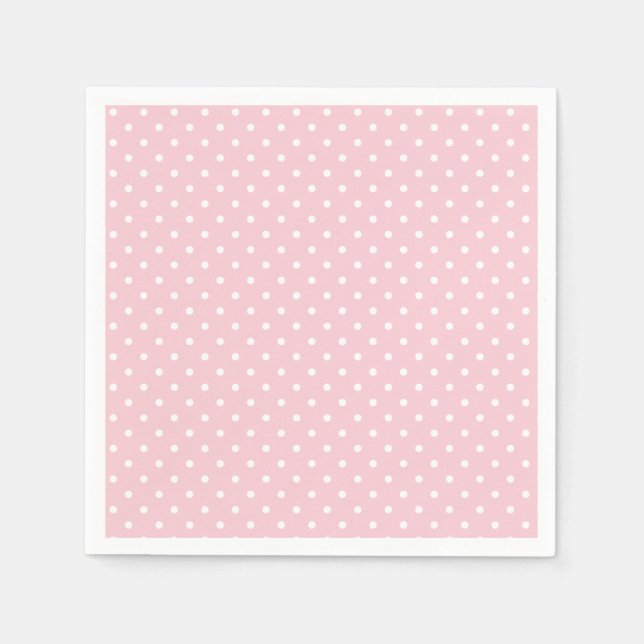 Klassiska prickar i vitt - rosa pappersservett (Framsidan)