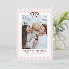 Klassiska ränder Röd slinga God Jul Foto  Julkort