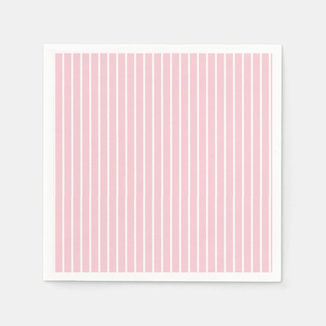 Klassiska ränder vit - rosa pappersservett (Framsidan)