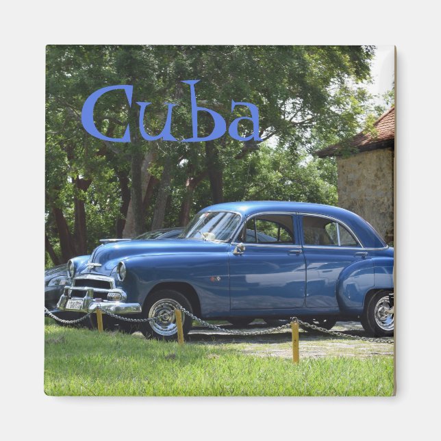 Klassiska Retro American Cars i Kuba Magnet (Framsidan)
