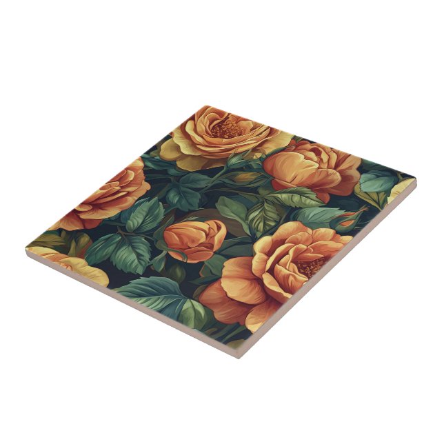 Klassiska Ro-blommor för levande utrymmen Kakelplatta (Sidan)