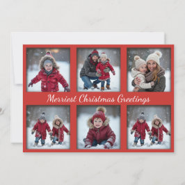 Klassiska röda 6-foto-julhälsningar | Familj Julkort