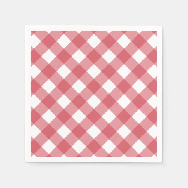 Klassiska röda gingham BBQ-sommarfestservetter Pappersservett (Framsidan)