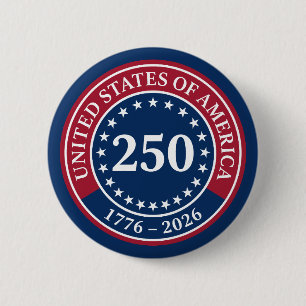 Klassiska röda och blå Amerikas förenta stater 250 Knapp