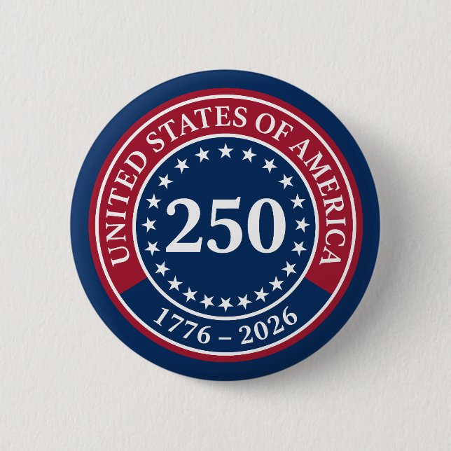 Klassiska röda och blå Amerikas förenta stater 250 Knapp (Framsida)