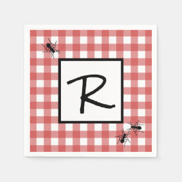 Klassiska röda vita Gingham myror BBQ Picknick Pappersservett