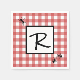 Klassiska röda vita Gingham myror BBQ Picknick Pappersservett