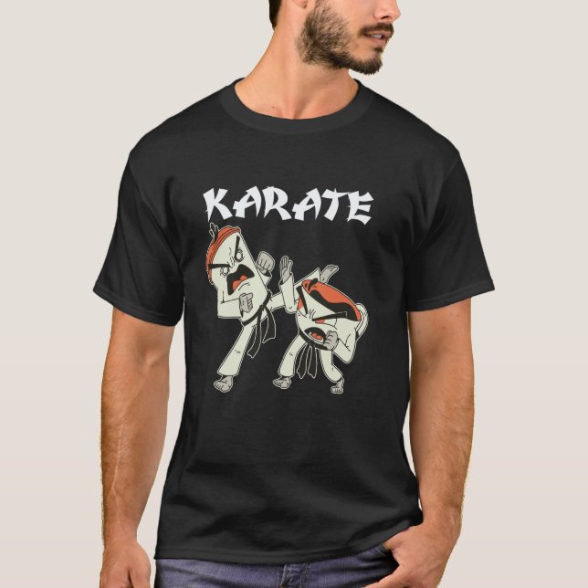 Klassiska roliga karate-fäktande tekoppar t shirt (Framsida)