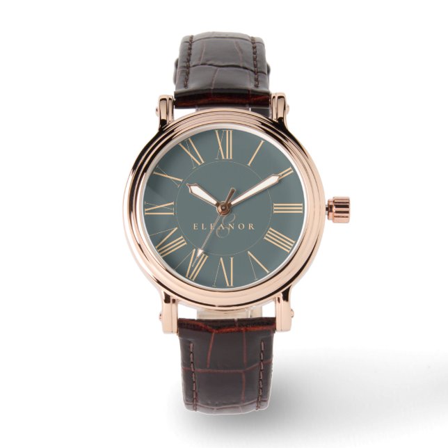 Klassiska romerska siffror Elegant typografi Stili Armbandsur (Framsida)