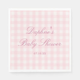 Klassiska rosa gingham servetter för baby shower