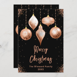 Klassiska Rosa Guld Ornament Glädje Jul Julkort