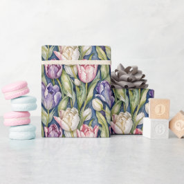 Klassiska rosa, lila, vita tulpaner presentpapper