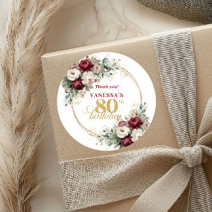 Klassiska rosaburgunder 80-årsdagsetiketter runt klistermärke