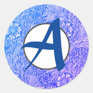 Klassiska, runda klistermärken William Morris möns