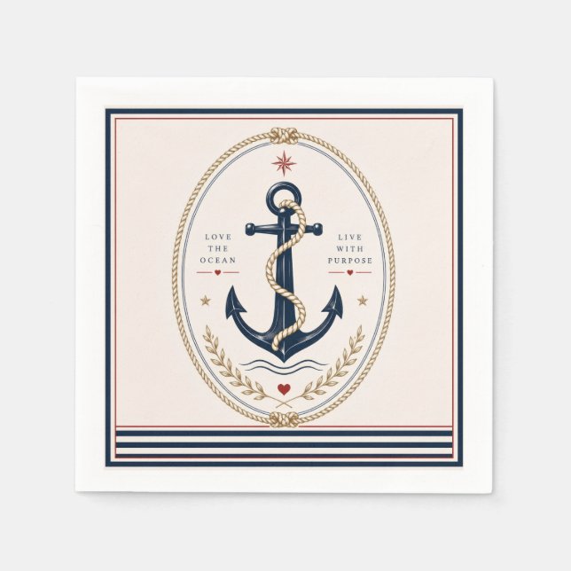 Klassiska Sailorcore-nautiska pappersservetter (Framsidan)