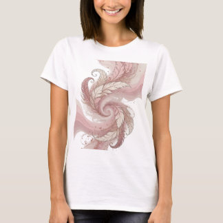 Klassiska Silver FJÄDRAR I RÖK Konstnärligt Motiv T Shirt