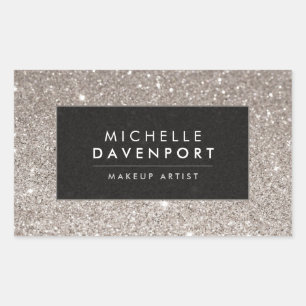Klassiska Silver Glitter Makeup Artist Stickers Rektangulärt Klistermärke