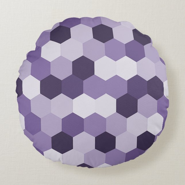 Klassiska skuggor av Lavendar Hexagonal Geometric Rund Kudde (Framsidan)
