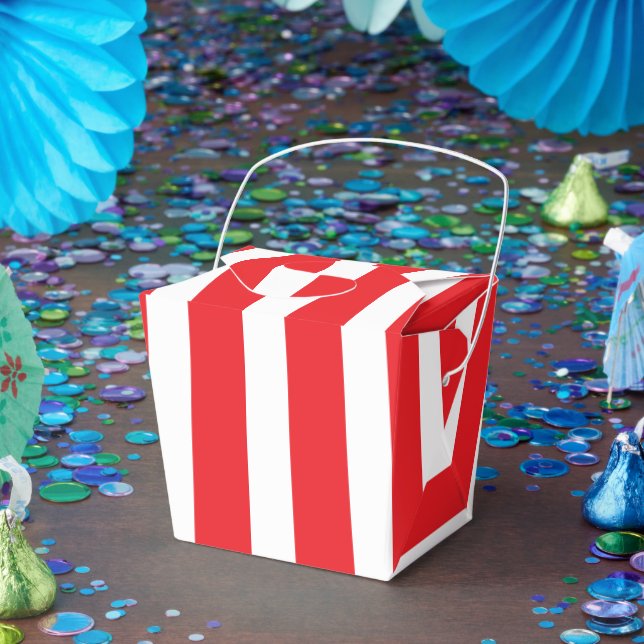 Klassiska små röda och vita randiga TakeOut-lådor Presentaskar (Part)